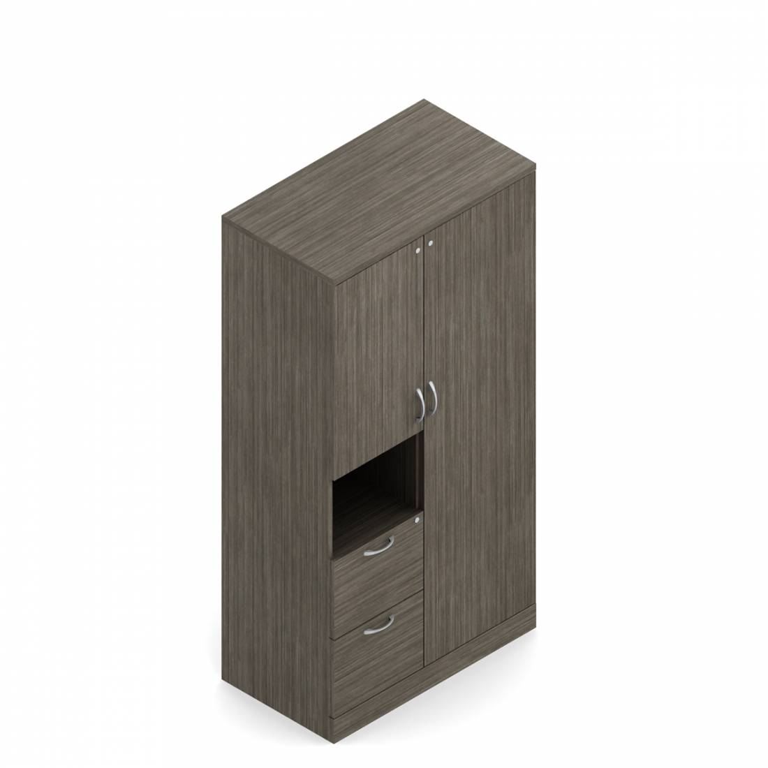 Rangement personnel avec portes et cavité de 72 po/72,5 po H, 30 po L x 20 po P, deux tiroirs classeurs, gauche