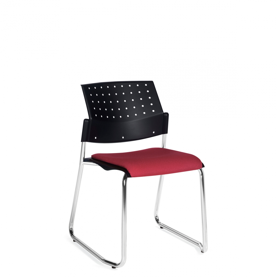 Stacking Chair, Sled Base, Upholstered Seat, Armless