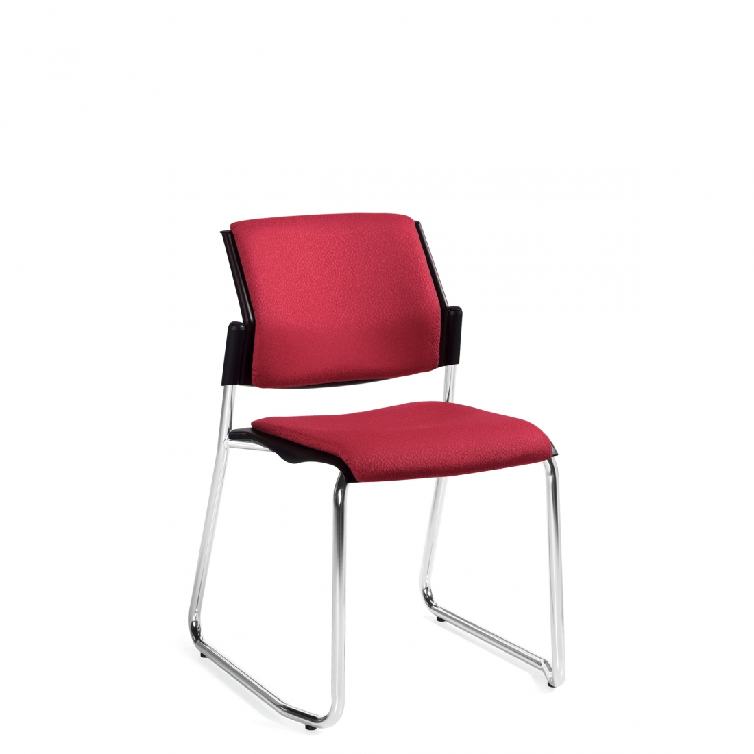 Stacking Chair, Sled Base, Upholstered Seat, Armless