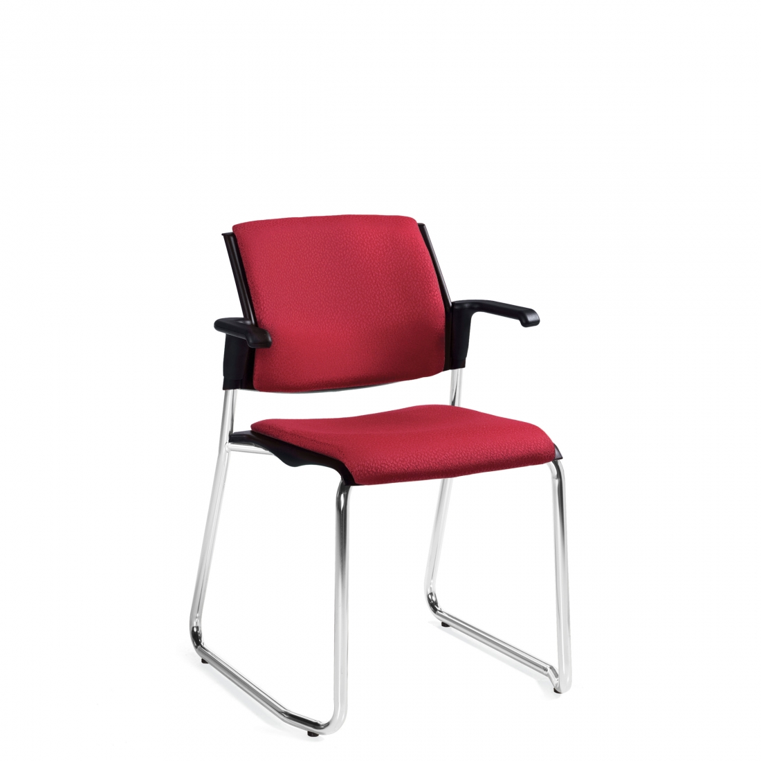 Stacking Armchair, Sled Base, Upholstered Seat & Back