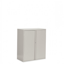 Two Door Storage Cabinet - One Fixed Shelf, One Adjustable Shelf, Looped Full Pull Model Thumbnail