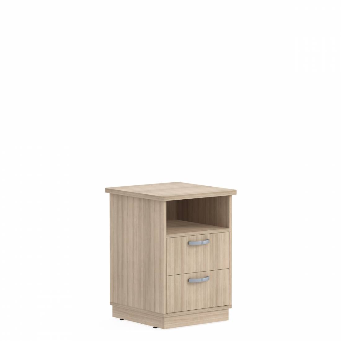 Bedside Cabinet, Plinth Base, Two Drawers, Fixed Shelf