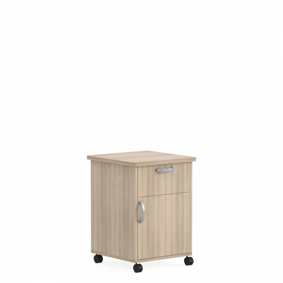 Bedside Cabinet, Casters, Drawer, Right Opening Door