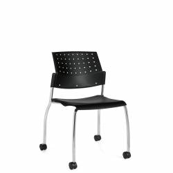 Armless Chair, Polypropylene Seat & Back, Casters